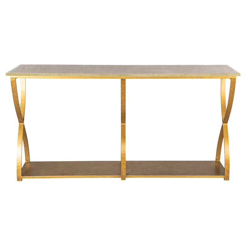 Mary Belle 72'' Console Table, Lite Travertine, Royal Gold