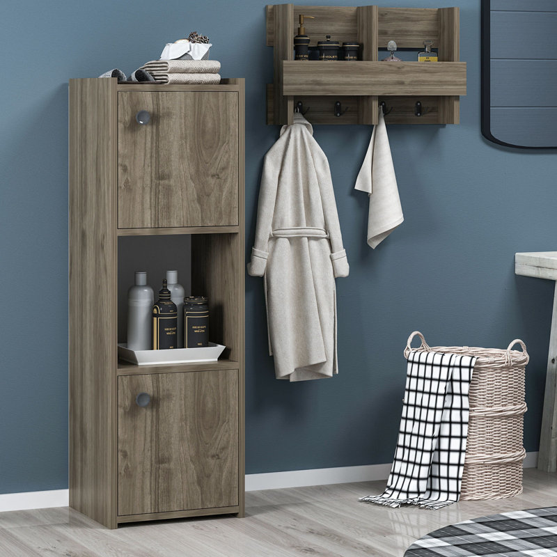 Armoire de salle de bain autoportante, Noyer