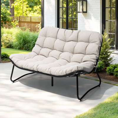 53.15" Wide Metal Patio Loveseat With Cushion