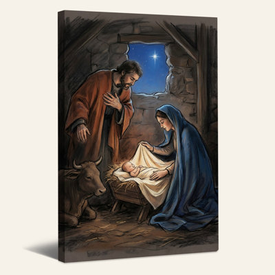 Art de toile de Noël avec crèche de Noël