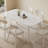 White + Crystal-cream Rectangular Sintered Stone + Solid Wood Dining Table-1770071122