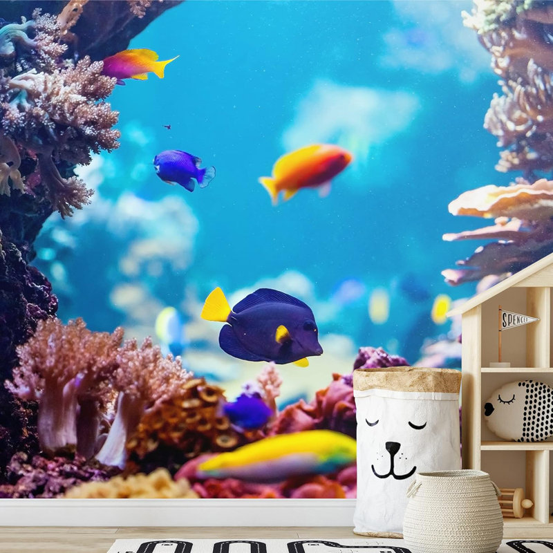 Vibrant, récif de corail, hippopotame bleu, poisson, océan, nature, photographie, paysage nautique, décoration