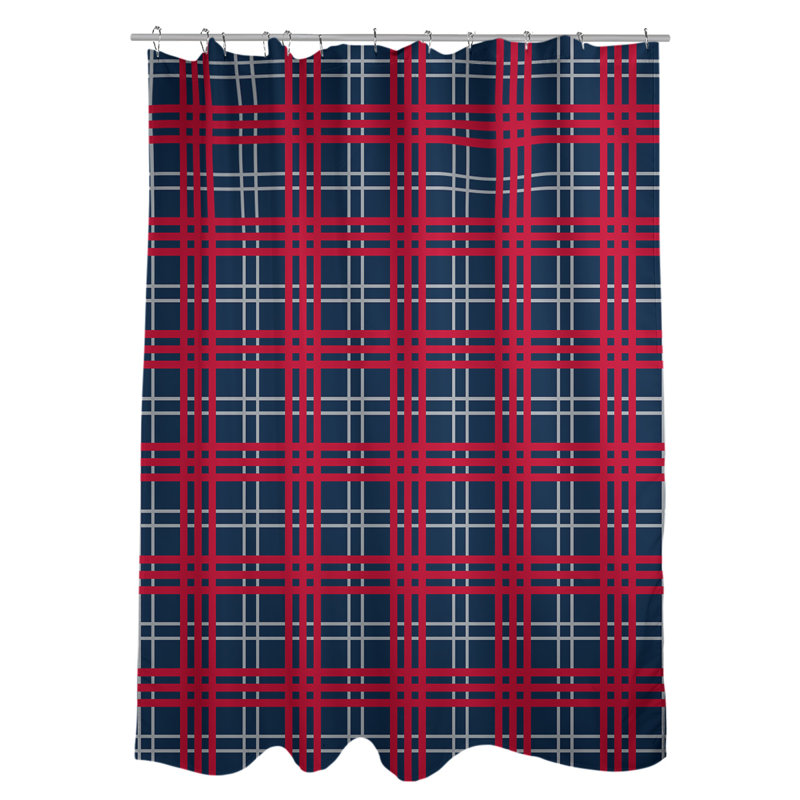 Plaid Shower Curtain Set, Nautical Blue/New Century Silver/Red