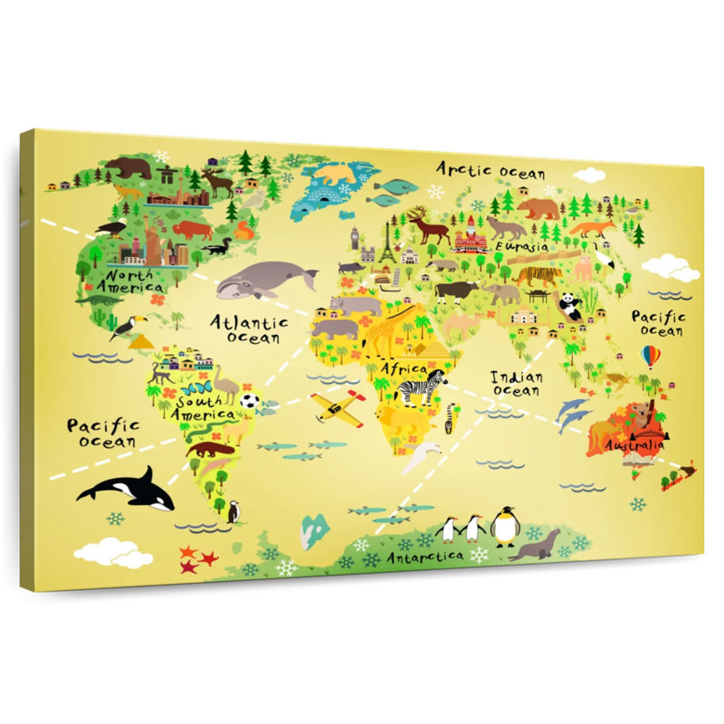 Keiri Educational Animal World Map, 24" H x 36" W