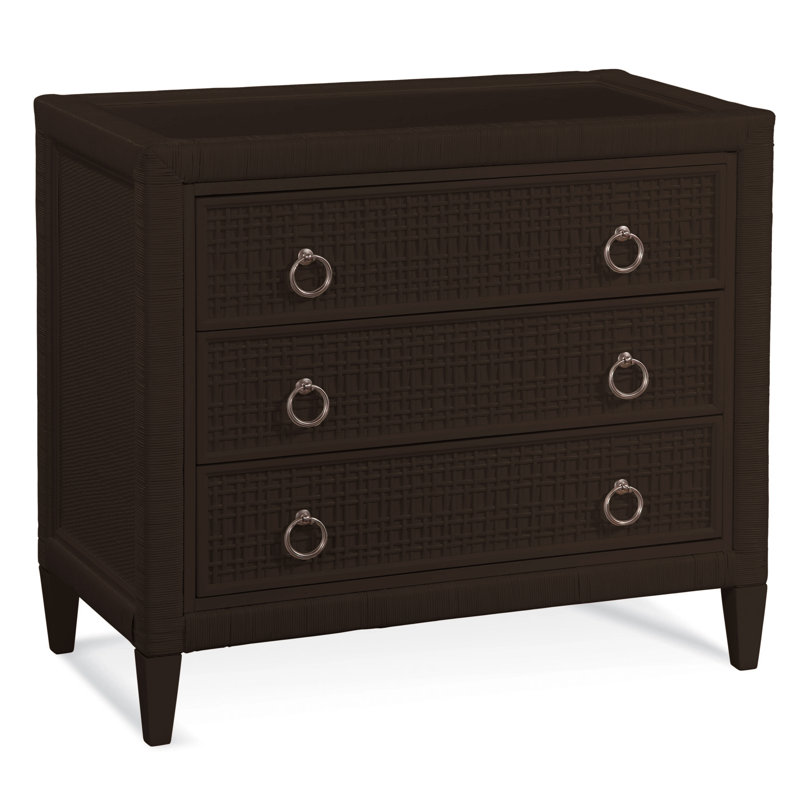 Commode 3 tiroirs Monterey, Java, Non, Nickel satiné