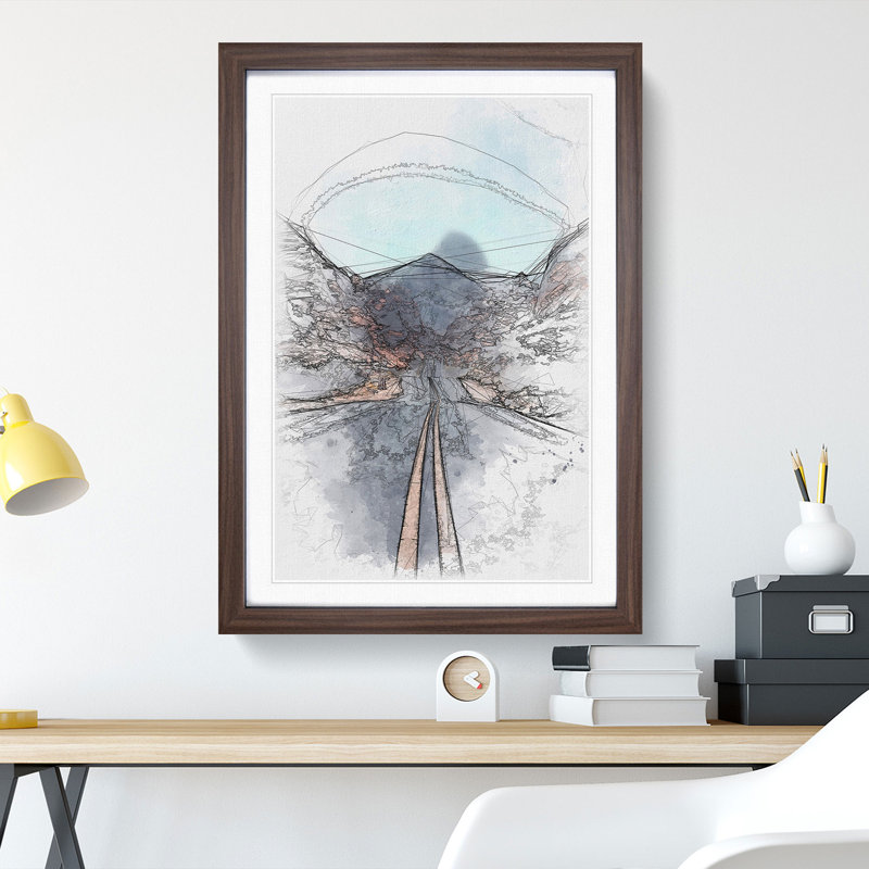 Road To The Valley Of Fire - Single Picture Frame Painting on MDF, Walnut Framed, 87cm H x 62cm W x 2cm D