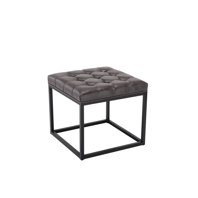 Reade Faux Leather Ottoman, Black