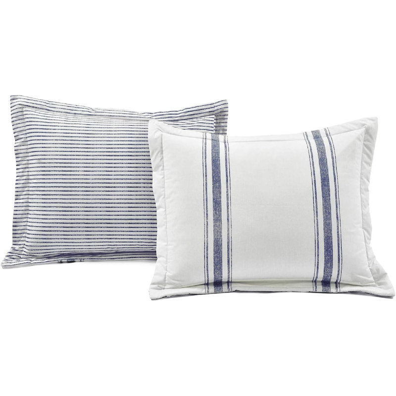 California King Blue Cotton Reversible Comforter Set