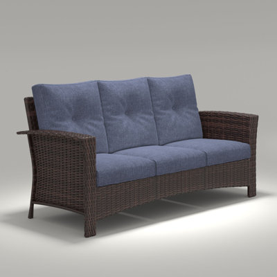 Outdoor Patio Wicker Extra Wide Armrest Sofa, All-weather High Back Couch With Soft Cushions