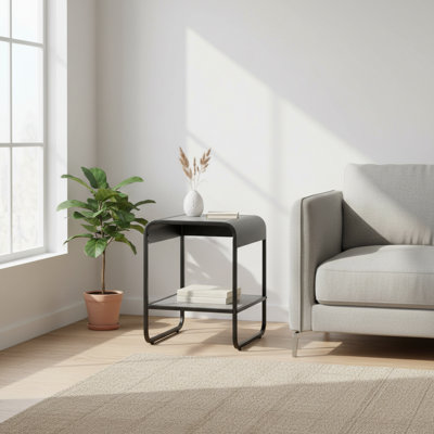 Table de bout en béton gris et noir | Idée de cadeau