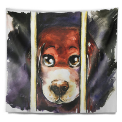 Tapisserie Sad Dog in Animal Shelter