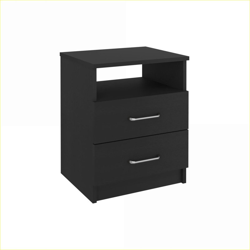 Ensemble de chambre à coucher | Ensemble de rangement 3 pièces pour chambre à coucher, 1 commode double + 2 tables de chevet | Noir | Commodes doubles