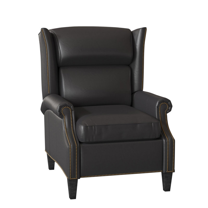 Fauteuil inclinable standard de 33 po de largeur Vassilios, Français naturel N<sup>o</sup> 9, Cuir véritable Outsider Raven