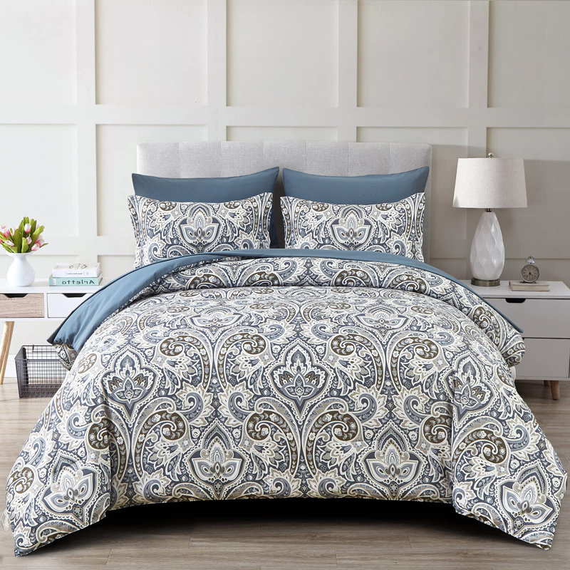 Ensemble d'édredon 7 pièces Boho Paisley, Édredon très grand et 6 pièces supplémentaires