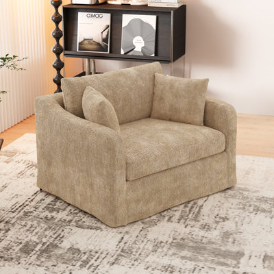 45.27" W Slipcovered Chenille  Accent Sofa Chair
