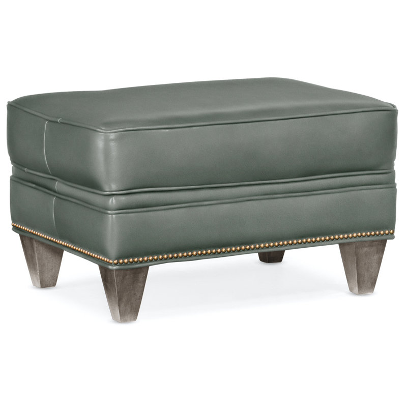 Reddish Ottoman, Stone, French Natural, Aline Fumo Genuine Leather