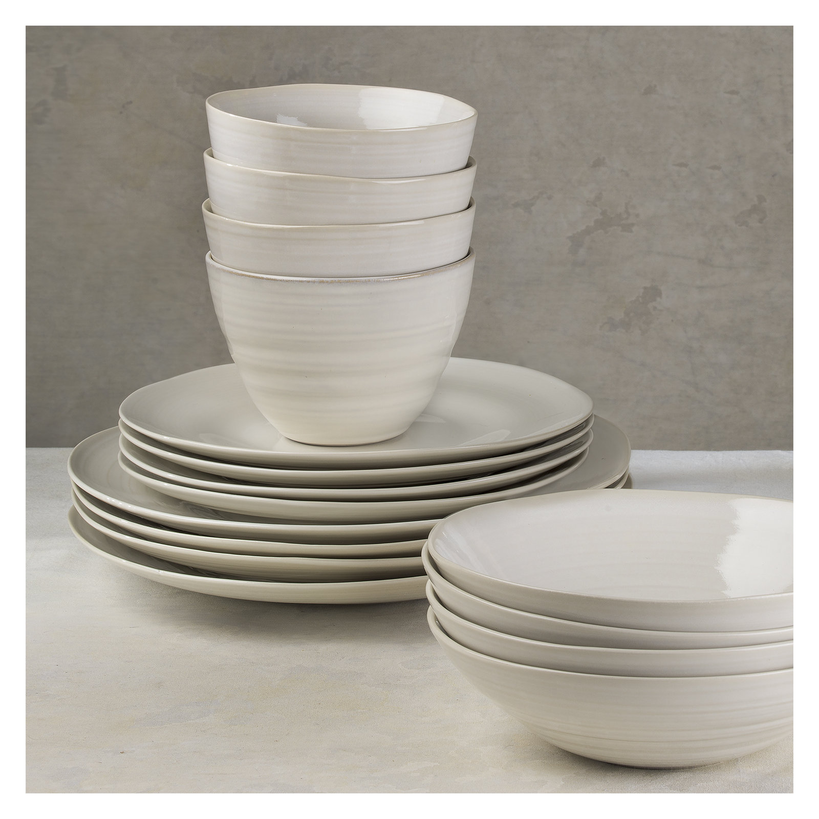 Neree 16pcs Double Bowl Dinnerware Set