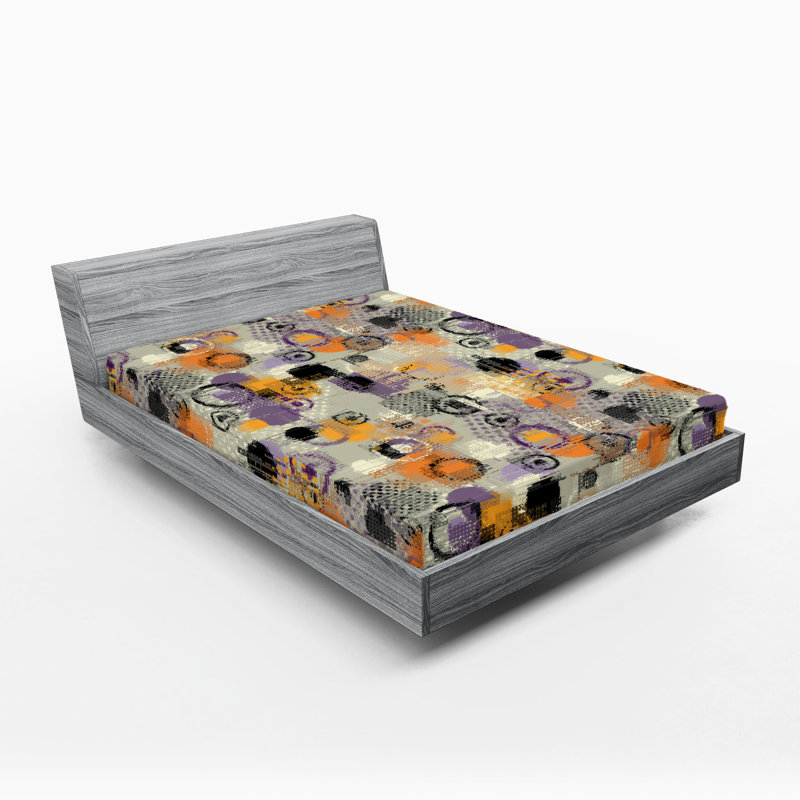 Drap-housse rustique Ambesonne, Vermillon, bleu-mauve pâle / abstrait, Full Fitted Sheet