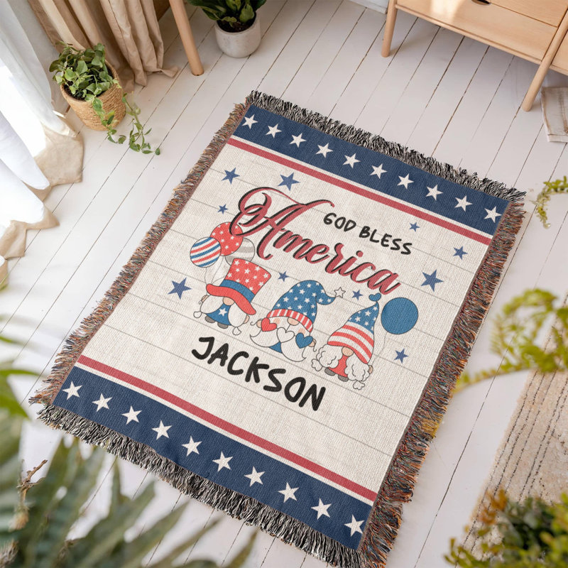 Couverture personnalisée avec nom God Bless America, 50 po x 60 po