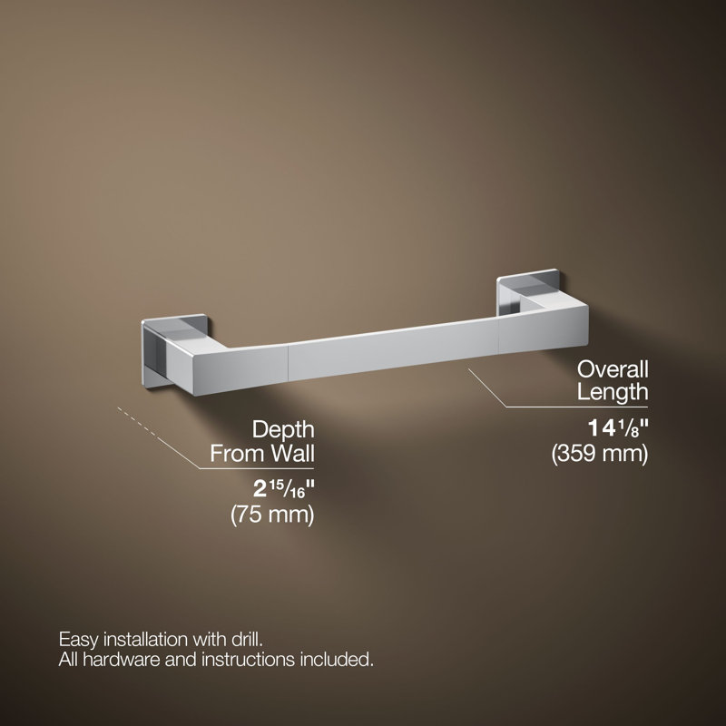 Honesty Towel Bar, Polished Chrome, 12"W