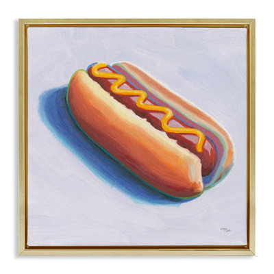«Hot dog with moutard», art mural encadré sur toile flottante par Wellington Studio