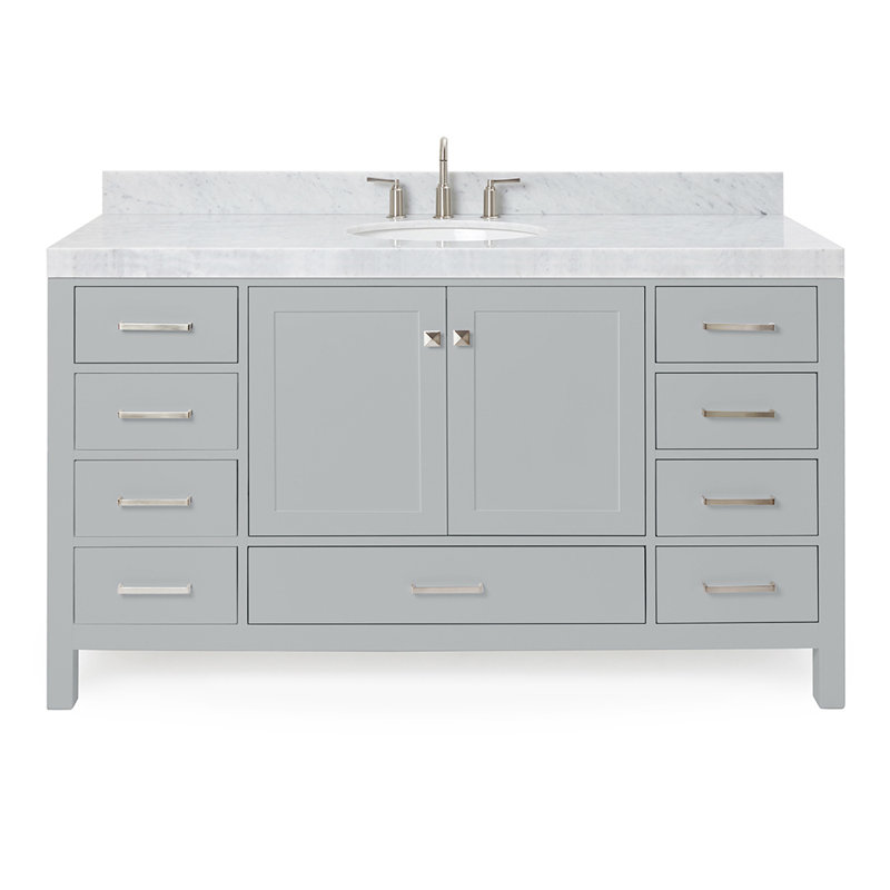 Cambridge Single Bathroom Vanity with Carrara Marble Top, Gray