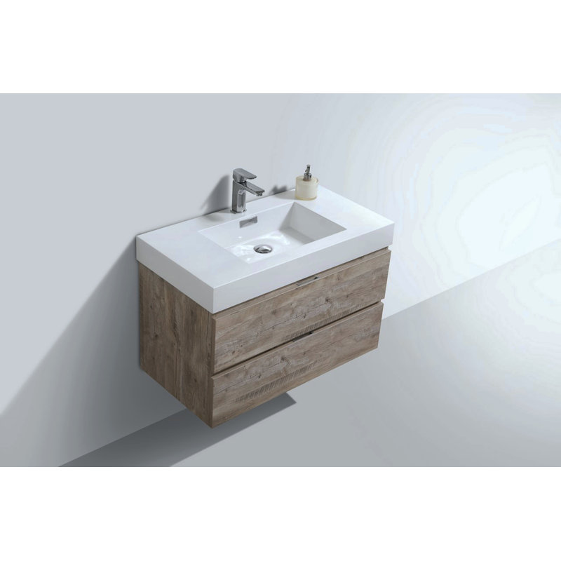 Ensemble de meuble-lavabo simple mural 40 po Royka, Naturel