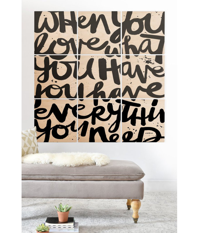 Reproduction d’art textuel sur bois, "Si you Love" par Kal Barteski, H 36 po x l 36 po x P 0,5 po
