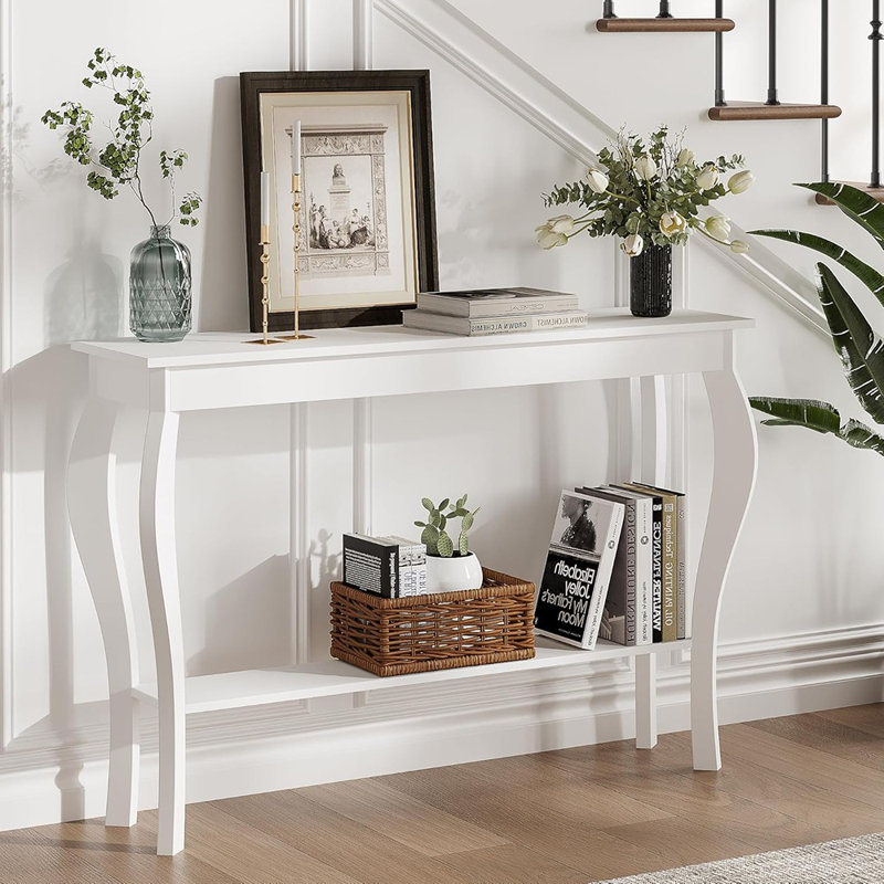 Narrow Console Table, Chic Accent Sofa Table, Entryway Table, White