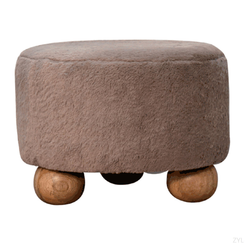 Repose-pieds rond en fausse fourrure Mocha