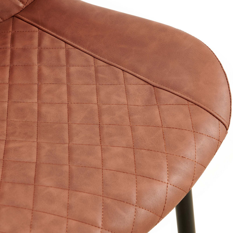 Chaise d'appoint sans accoudoirs avec pieds en métal Leathaire, Brun, 2