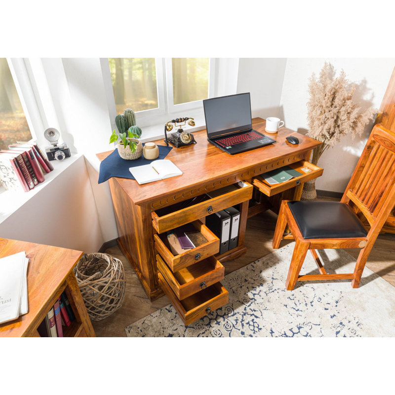 Oxford Solid Wood Writing Desk, Honey