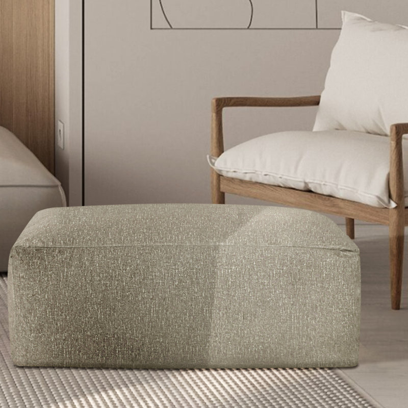 Repose-pieds rectangulaire en velours de 42 po de largeur Olius, Brun