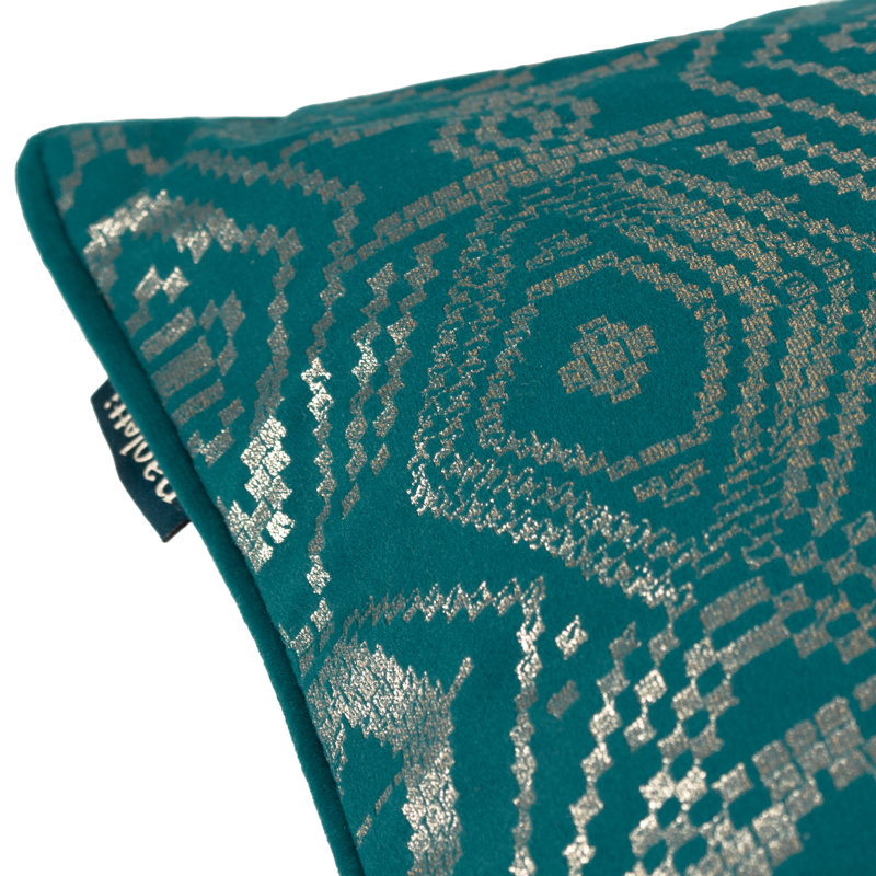 Geometric Square Throw Pillow Cover, Teal