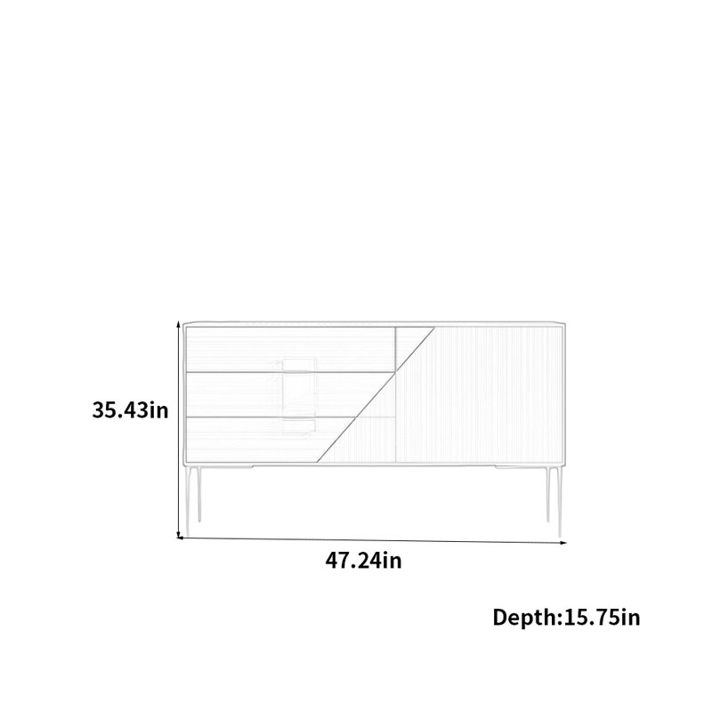 Armoire d'entrée de style italien de luxe, 35.43" H x 47.24" W x 15.75" D, Or / Gris