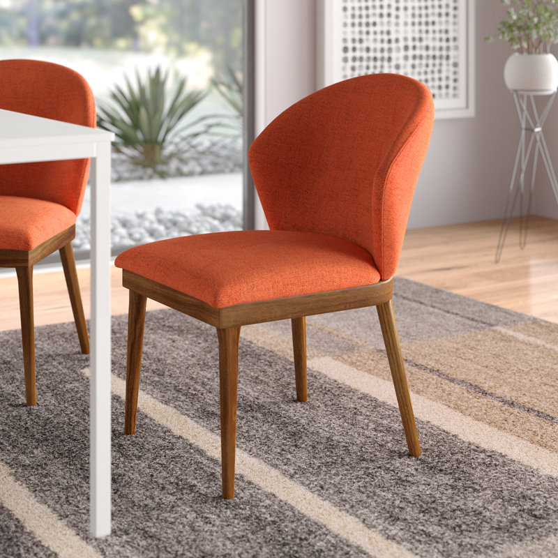 Chaise d'appoint rembourrée Bartu, Noyer, Orange