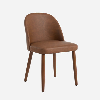 Modern Padded Dining Chair with Wooden Legs, Ergonomic Kitchen Chair