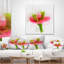 Croquis de fleurs vertes et rouges, aquarelle, coussin imprimé floral-30746043-30746046
