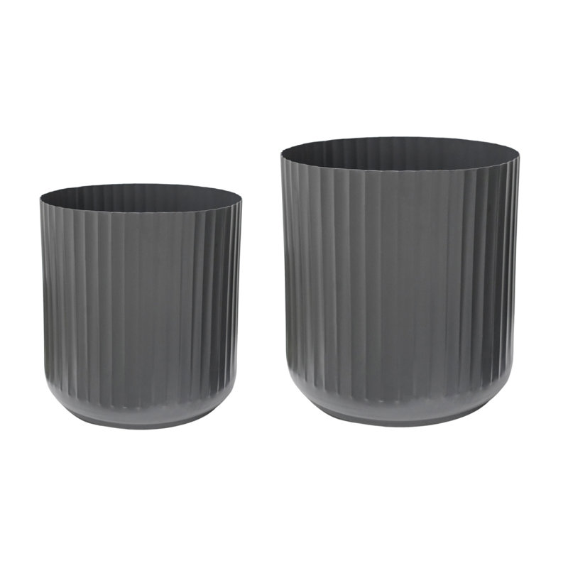 Hudson Corrugated Planter Set, Slate
