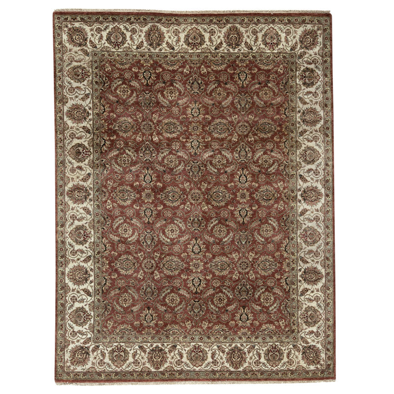 Tapis rouille et ivoire noué à la main de haute qualité