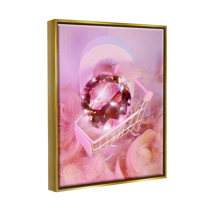"Pink Glam Gem" dans un chariot encadré sur bois par Ziwei Li, impression, H 21 po x l 17 po x P 1,7 po
