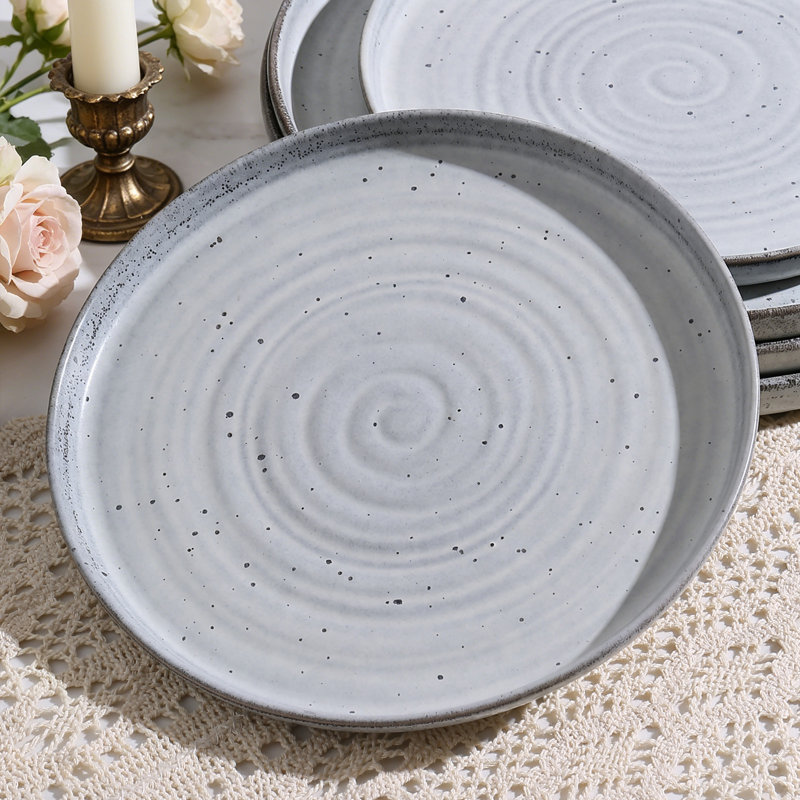  12 Piece Stoneware Dinnerware Set - Service For 4, Gray