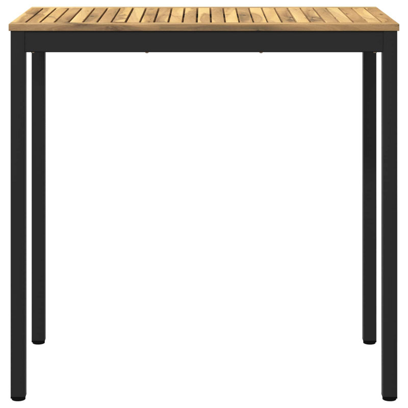 Acacia Metal Base Dining Table, Natural, 105cm H x 108.5cm W x 55cm D, Black