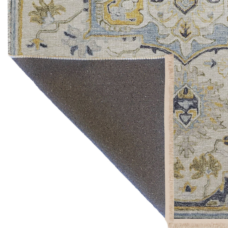 Tapis décoratif rétro multicolore à motifs clairs et à franges, Tapis de couloir 2 pi 8 po x 7 pi 11 po