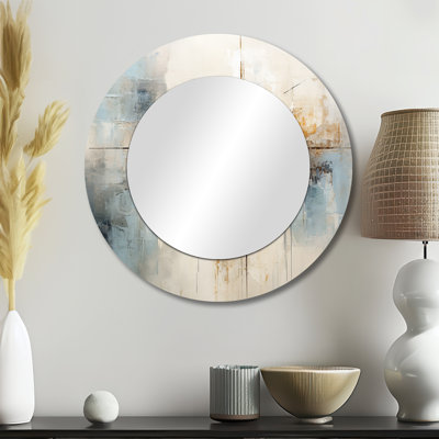 Minimalisme Christianisme Croix Rêve I - Miroir décoratif rond abstrait, impression métallique