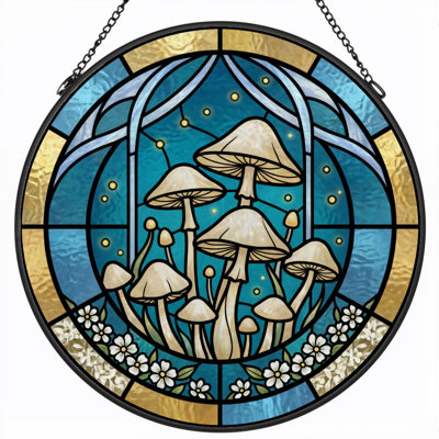 Panneau de vitrail Mushroom Forest - H 12 po