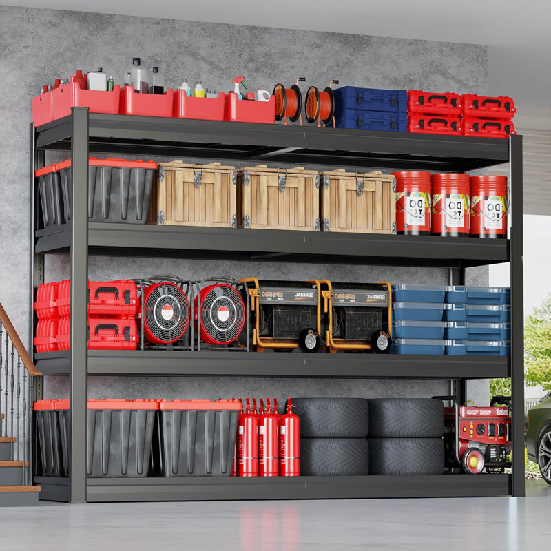 Étagère de garage avec tablettes en métal robustes de l 67 po x P 24 po x H 68 po, H 68 po x l 67,5 po x P 24 po