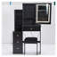 Petit meuble-lavabo 29,2 po avec miroir à DEL et tabouret rembourré - commande tactile, éclairage tricolore, armoire de rangement - bureau de meuble-lavabo noir compact-875633474