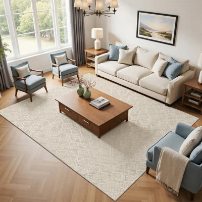 Soft Area Rug with Embossed Geometric Pattern