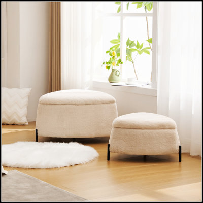 Ensemble de repose-pieds avec repose-pieds et repose-pieds de 29,9 po de largeur avec repose-pieds en métal et tabouret en fausse fourrure de 29,9 po avec couvercle réversible pour le vestibule de la chambre à coucher